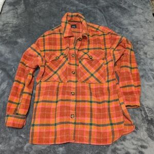 Wild Fable Orange Plaid Button-Up Shacket